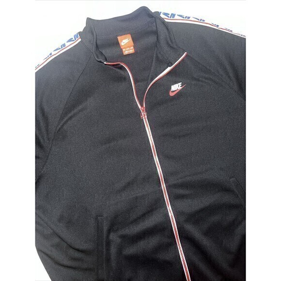 NIKE Track Jacket Mens XXL Red White Blue Black Big Swoosh Center Logo Full Zip - Picture 7 of 9